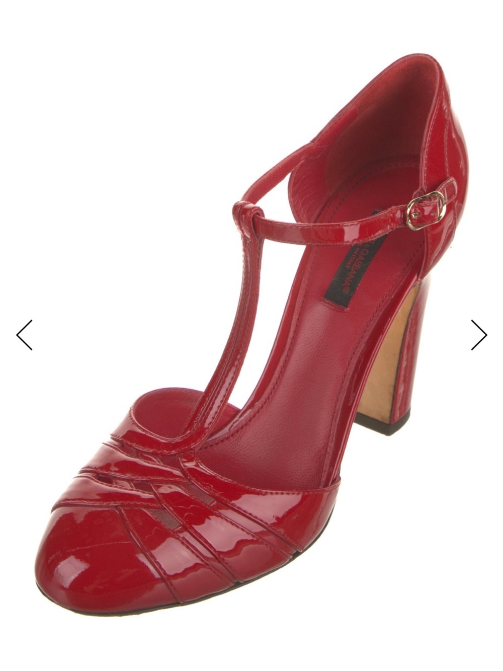 Dolce & Gabbana Red Patent Leather T-Strap Pumps